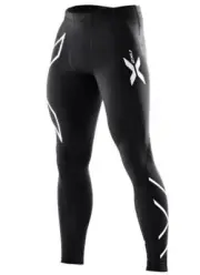 CLEARANCE!! 2XU Compression Mens Long Tights ( Black/Silver Logo )