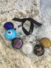 ROUND CIRCLE DISC everyday Wine Glass Charm Rings Set Of 6 I will combine ship.