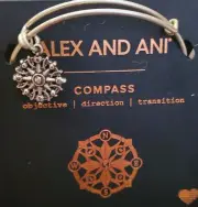 Alex & Ani Silver Coppure Bangle & Compass Charm with Collectors Card!So Cute