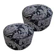 NNEAGS 2X 50x30CM Black Round Soft Pouffe Seat Cushion Elegant Home Accent D?cor