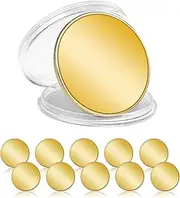SINBRLAI 10 Pcs Blank Challenge Coin, Engraving Blanks Coins, Solid Brass/Zinc Alloy Silver Plated 40mm Diameter with Acrylic Protection Box Pattern for DIY Crafts Engraving, Brass, metal
