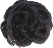 minkissy 1pc Flower Design Synthetic Hair Bun Clip for Women Durable Updo Fixator Natural Black Hair Chignon Accessory for Adding Volume to Hairstyles