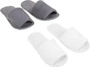 Beatifufu 2 Pairs Anti-slip Folding Slippers Slides Men's Slippers Lightweight Travel Portable Home Hotel Supplies