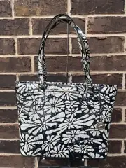 NWT $395 BRAHMIN Medium Asher Shoulder Tote Daisy Batik Melbourne black white