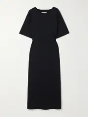[Max Mara] Max Mara - Amati Belted Stretch-crepe Midi Dress - Black - small small Black