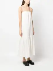 PEONY Womens Designer Seashell Memories Tiered Midi Dress Cream L RRP $440 BNWT
