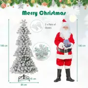 180 cm Artificial Christmas Tree with Snowflake Lighted Topper & Metal Stand