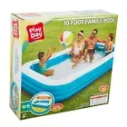 Play Day Inflatable 10 Ft Rectangular Family Swimming Above Ground Kiddie Pool