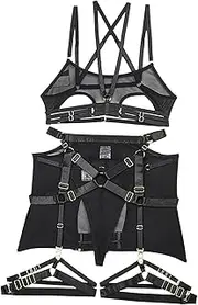 [Generic] Push up Backless Strapless Bra Through Suspender Split Sexy Underwear Womens Costume Sexy Lingerie