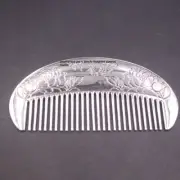 Pure S999 Fine Silver 999 Comb Lucky Flowers Healthy Hair Comb 47-48g 3.8inch