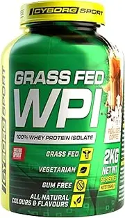 CYBORG SPORT - GRASS FED WPI Real Ice Coffee 2kg: 100% Whey Protein Isolate - Vegetarian - Gum Free - All Natural Colours & Flavours - King of Proteins - Essential Amino Acids - Keto Friendly