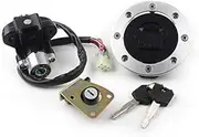 Pexorin Motorbike Ignition Switch Key Lock Fuel Gas Tank Cap Set, for TL1000R TL1000S, GSX600 750 1200, GSXR600 750 Motorcycle Ignition Switch