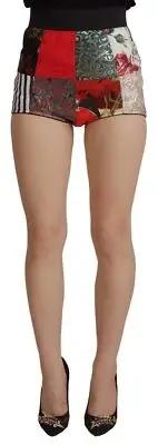 Dolce & Gabbana Multicolor Patchwork High Waist Hot Women's Pants Authentic