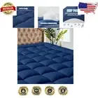 Cooling Quilted King Mattress Protector with Deep Pocket - Navy Blue Comfort