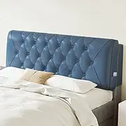Rectangular Bed Support Headboard Upholstered Wall Pillow Wedge Pillow Adults Kids Large Bed Backrest Waterproof Headboard Pillow for Daybed Bunk Bed,Blue,No Headboard 59"