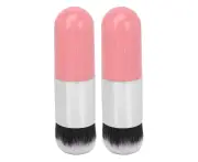 2PCS Foundation Brush Adorable Chubby Portable Makeup Brush Soft Comestic Tool Pink Silver