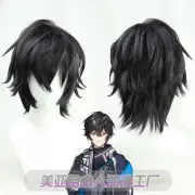 Vtuber Axia Krone Cosplay Men's Wig Daily Black Short Hair Hairpiece Handsome