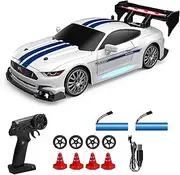 COOWIN RC Drift Car with LED Lights, 1:24 4WD 2.4GHz Remote Control Car for Kids Adults (White)