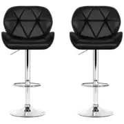 Artiss Black Gaslift Swivel Barstool With Rhombus Motif 2 Pack