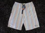 Peter Alexander Men's Caramel Stripe Flannel Knee Length Pyjama Shorts Size L