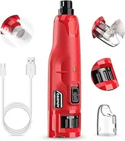 Casfuy Dog Nail Grinder Quiet - (45db) 6-Speed Pet Nail Grinder with 2 LED Lights for Large Medium Small Dogs/Cats, Professional 3 Ports Rechargeable Electric Dog Nail Trimmer with Dust Cap