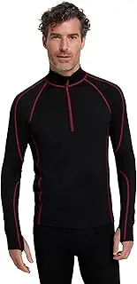 Mountain Warehouse Asgard Mens Zip Neck Top - Merino Wool Blend, Zip Neck Collar, Thumbholes, High Performance Baselayer - Best for Winter, Daily Use
