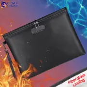 14x10" Fireproof Document Bag With Lock Waterproof Money Safe Cash A4 Travel Big