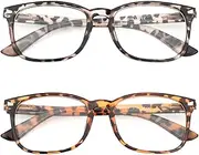 Homiliky 2 Pieces Blue Light Blocking Glasses, Clear Eye Glasses Fashion Blue Screen Glasses Computer Clear Lens Glasses Blue Light Filter Glasses for Women Men Anti Glare Migraine