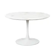 Raimon Furniture Cecil Round Dining Table Marble Effect 120cm - White Sevella