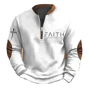 Men's Sweatshirt Quarter Zip Sweatshirt Black White Army Green Navy Blue Brown Half Zip Color Block Letter Cross Half Zip Print Sports Outdoor Daily Holiday P