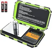 (Upgradaed) AMIR Digital Mini Scale, 200g /0.01g Pocket Scale, 50g calibration weight, Electronic Smart Scale, 6 Units, LCD Backlit Display, Tare, Auto Off, Stainless Steel (Battery Included)