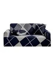 [SOGA] High Stretch Checkered Sofa Cover Couch Lounge Protector Slipcovers 2-Seater in Multi