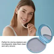 Denture Retainer Storage Cases Portable Teeth Braces Box Container with Mirror