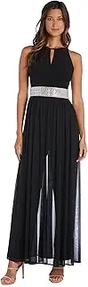 [R&M Richards] Sleeveless Formal Jumpsuit W/Rhinestone Detail & Cutaway Overskirt