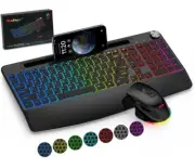 Wireless Keyboard and Mouse Combo Backlit, 2.4G Rechargeable Ergonomic