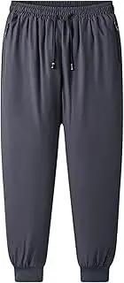 Men's Sherpa Lined Pants Winter Warm Fleece Sweatpants Drawstring Elastic Waist Straight Leg Loose Fit Joggers Pants