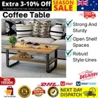 Elegance Wood Steel Coffee Table with Shelf (Black and Oak) Stylish Timber Tone