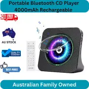 Portable Bluetooth CD Player 4000mAh Rechargeable HiFi Speakers FM Radio AUX Rem