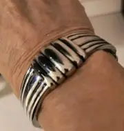 BIJOUX TERNER Cuff Bracelet Silvertone NWT Hinged Bangle
