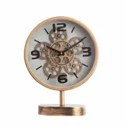 Kia Free Standing Industrial Moving Cogs Desk Clock - Gold