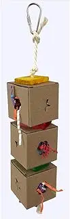Avian Care Boredom Breaker Triple Foraging Boxes Bird Toy – Hanging Chew Toy with Paper Strips, for All Birds