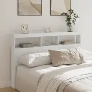 Headboard Cabinet LED RGB White 160x17x102 cm storage modern design 9203