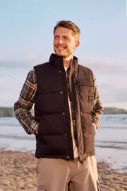 Fistral Mens Cotton Padded Borg Lined Gilet