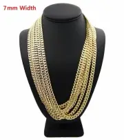 7mm Concave Cuban link Chain 6 Piece Diamond Cut Necklace 14k Gold Plated
