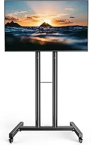 FORGING MOUNT Mobile TV Cart for 23-60" Flat Curved Screen TVs, Rolling TV Stand with Locking Wheels Height Adjustable, Portable Outdoor TV Stand for Home Office, Holds Up to 40kg,VESA 400 * 400mm
