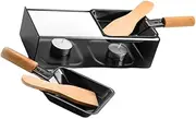 Amosfun Outdoor BBQ Cooking Utensils Set Mini Griddle Plate Cheese Pan Stove for Camping Non-Stick Pan Wooden Handle