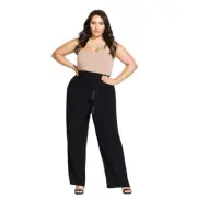City Chic Womens Plus Medium 18 Black Tie Waist Dress Palazzo Pants NWT W69
