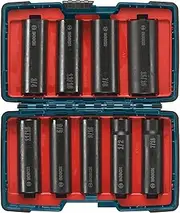 Bosch 27286 1/2-Inch Deep Well Socket Set, 9-Piece