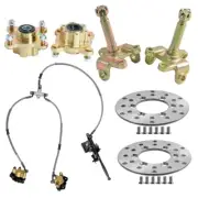 4 Stud Front Wheel Hub Stub Axle Brake Assembly Rotor Kit ATV Quad Go Kart Buggy