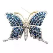 14K Yellow Gold Plated 2.3Ct Round Cut Lab Created Sapphire Butterfly Brooch Pin
